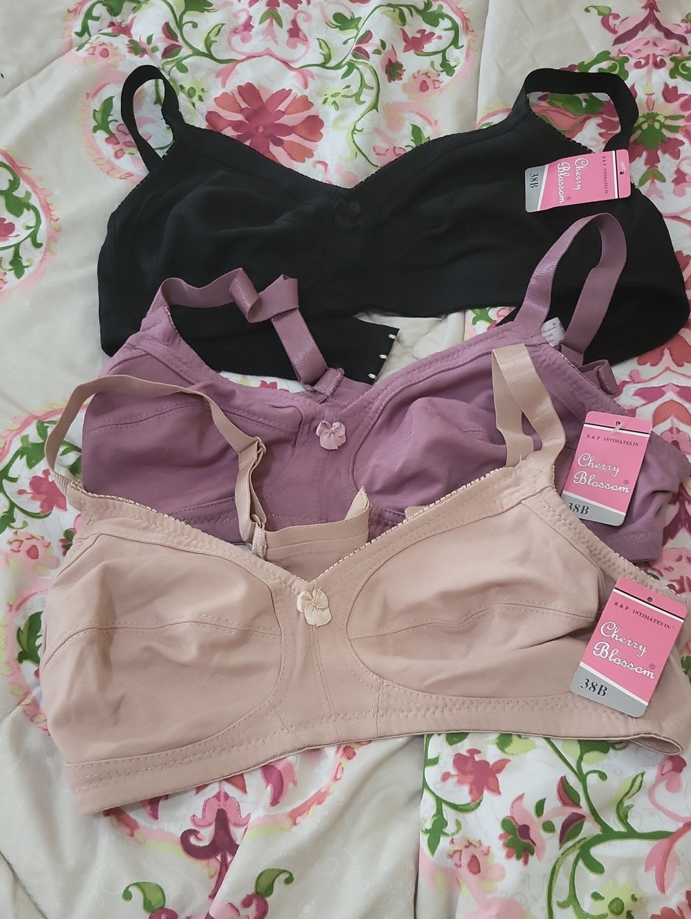 Women's Non-Wired Bra - Black, Mauve, Nude